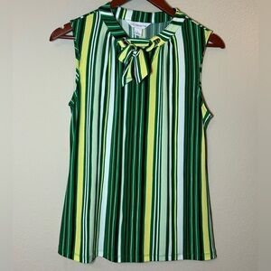 St Patrick’s Day shirt Small Liz Claiborne Womens Green Striped Office Tank Top
